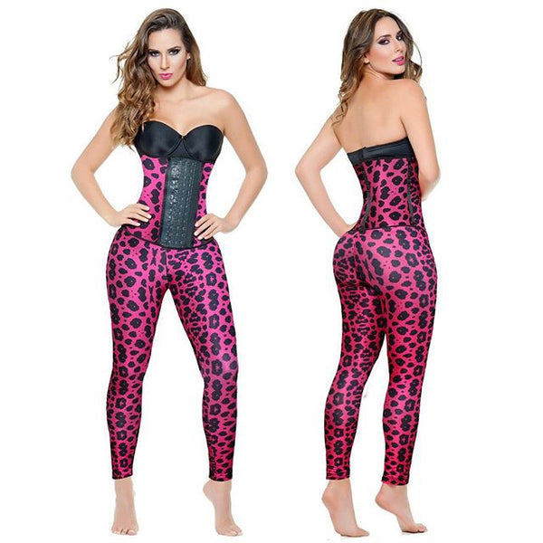 Ann Michell Fajas Tee 2020-6 Pink Leopard Legging Support Butt Lifter Shaper