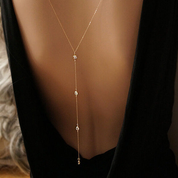 Sara Diamond Back Body Chain Necklace