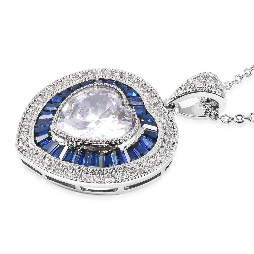 Heart Pendant Necklace White and Blue Diamond  from ooh la la curves
